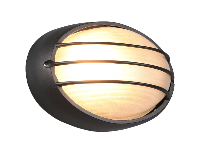 Außenwandleuchte TIRSO Schwarz Gitterlampe IP44 oval Breite 21,3cm