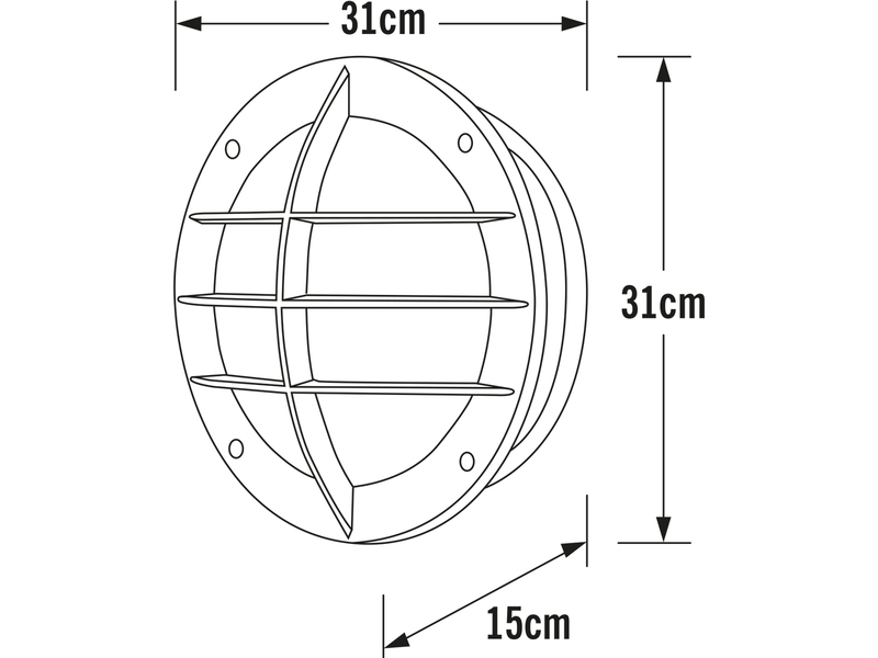 LED Außenwandleuchte mit Steckdose, Alu Schwarz & Klarglas, Ø 31cm