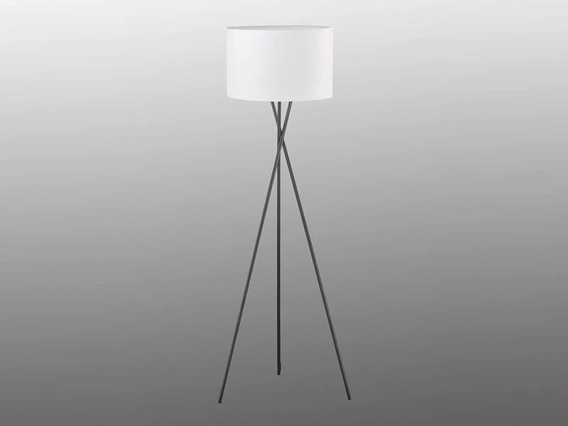 Tripod LED Stehlampe Schwarz mit Leinenschirm Weiß Ø 45cm - Höhe 160cm