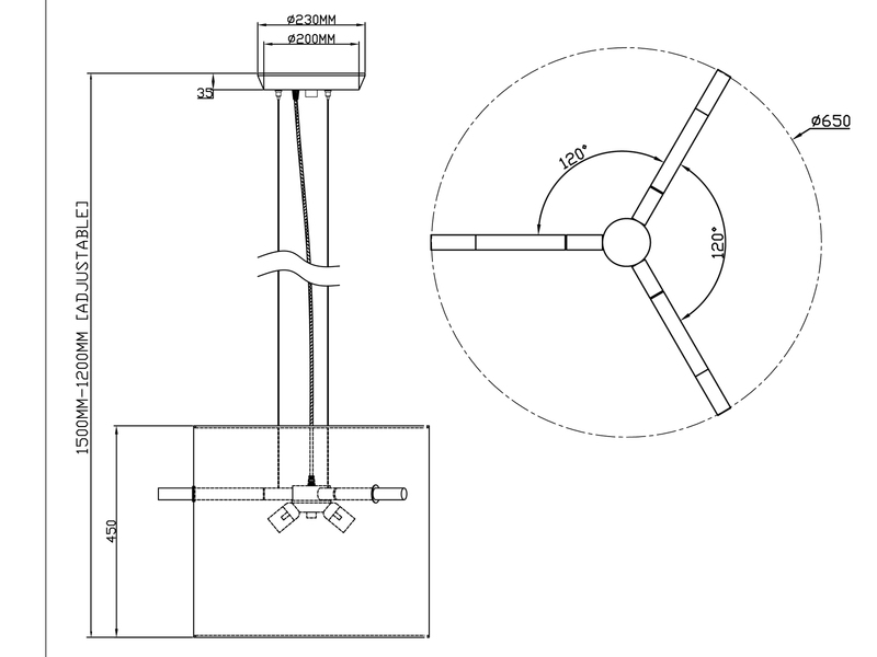 Pendelleuchte CAMDEN Messing matt mit Stoff Lampenschirm Weiß Ø 65cm