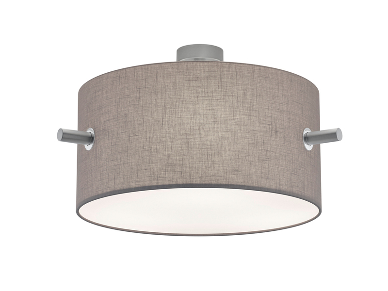 LED Deckenleuchte Silber matt mit Stoff Lampenschirm in Grau Ø 65cm