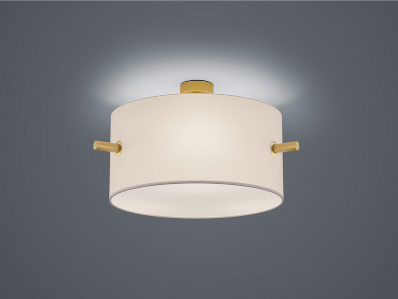 LED Deckenleuchte Messing matt mit Stoff Lampenschirm in Weiß Ø 65cm