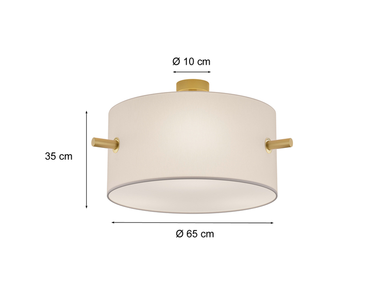 LED Deckenleuchte Messing matt mit Stoff Lampenschirm in Weiß Ø 65cm