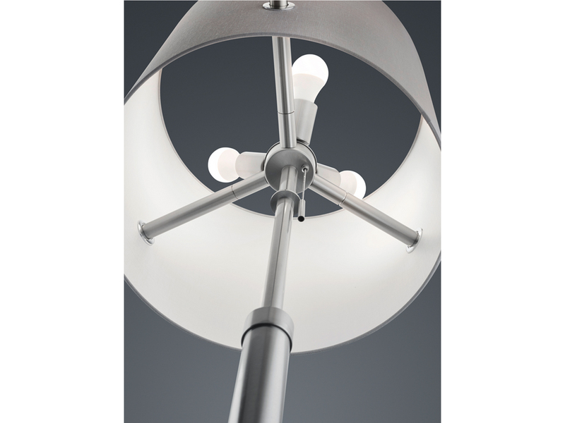 LED Stehlampe Silber mit Stoffschirm Grau Höhenverstellbar 145-187cm