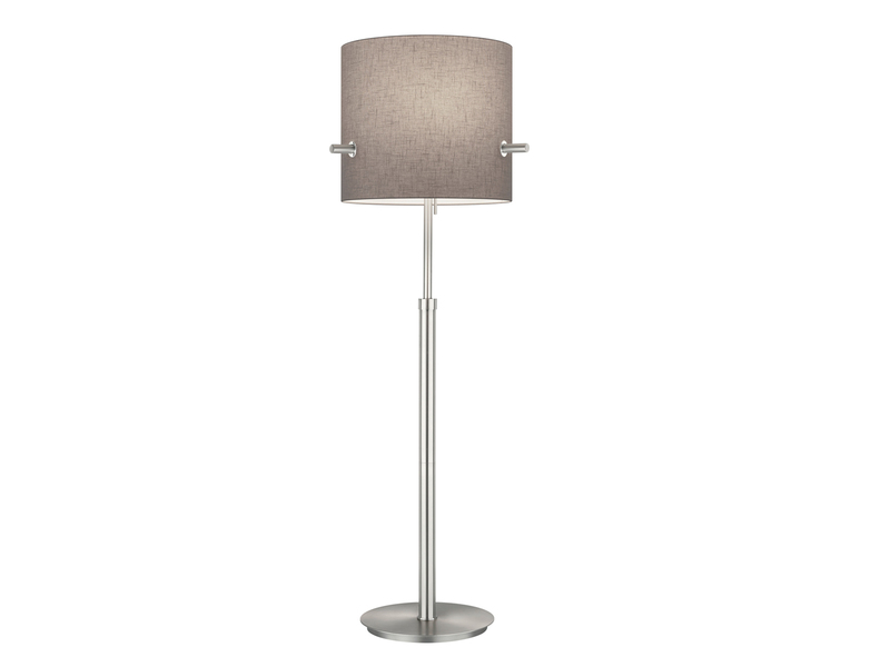 LED Stehlampe Silber mit Stoffschirm Grau Höhenverstellbar 145-187cm