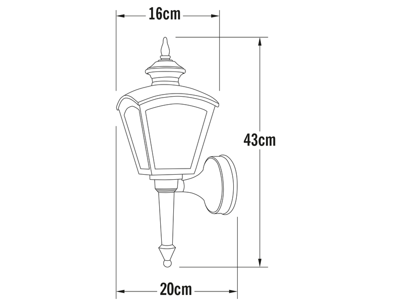 LED Außenwandleuchte Landhausstil, Aluminium Schwarz, Höhe 43cm