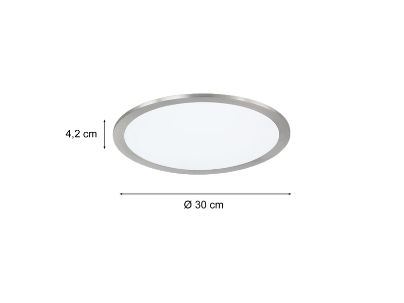 LED Deckenleuchte PHOENIX Silber / Weiß dimmbar - extra flach Ø 30cm