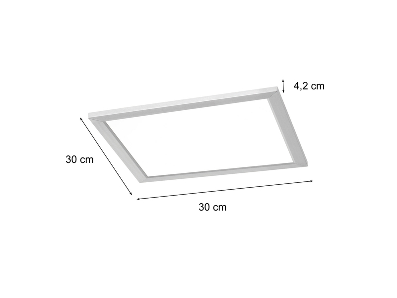 Kleine LED Deckenleuchte PHOENIX extrem flach dimmbar, Quadrat 30cm