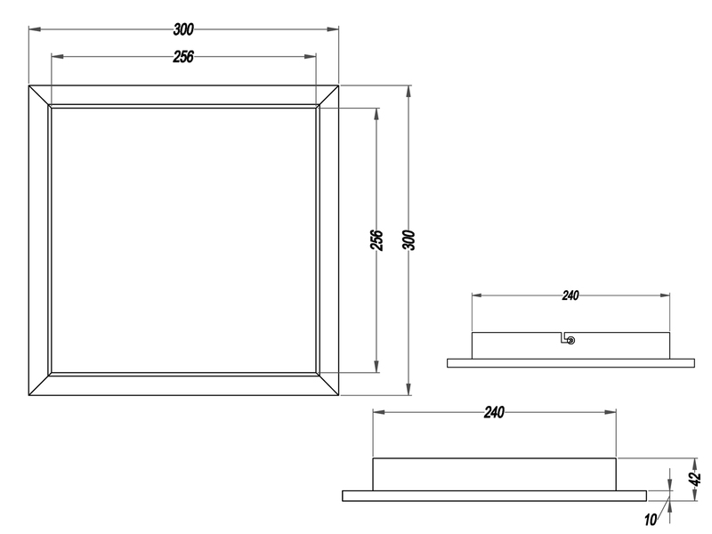 Kleine LED Deckenleuchte PHOENIX extrem flach dimmbar, Quadrat 30cm