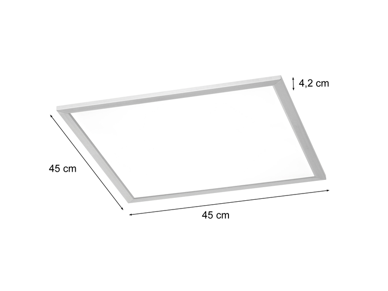 LED Deckenleuchte PHOENIX Silber / Weiß dimmbar - extra flach 45 x 45cm