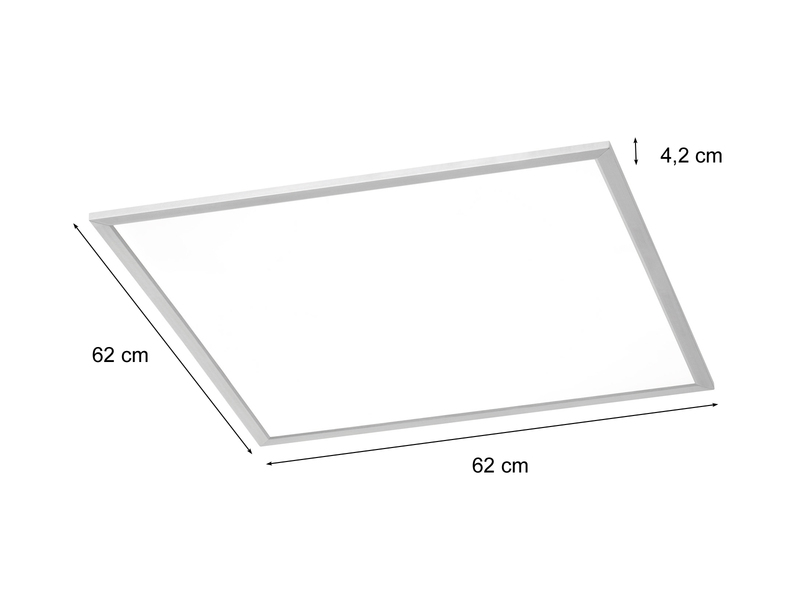 Große LED Deckenleuchte PHOENIX extrem flach quadratisch, 62cm