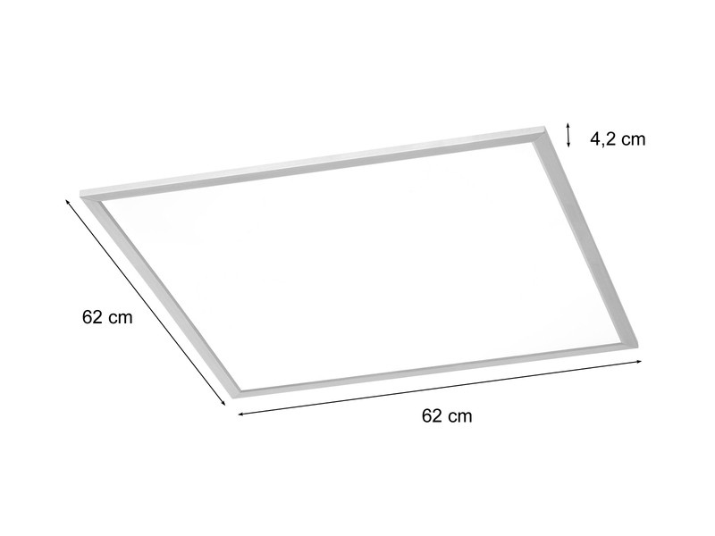 LED Deckenleuchte PHOENIX Silber / Weiß dimmbar - extra flach 62 x 62cm