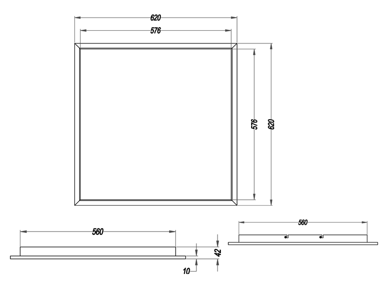 Große LED Deckenleuchte PHOENIX extrem flach quadratisch, 62cm