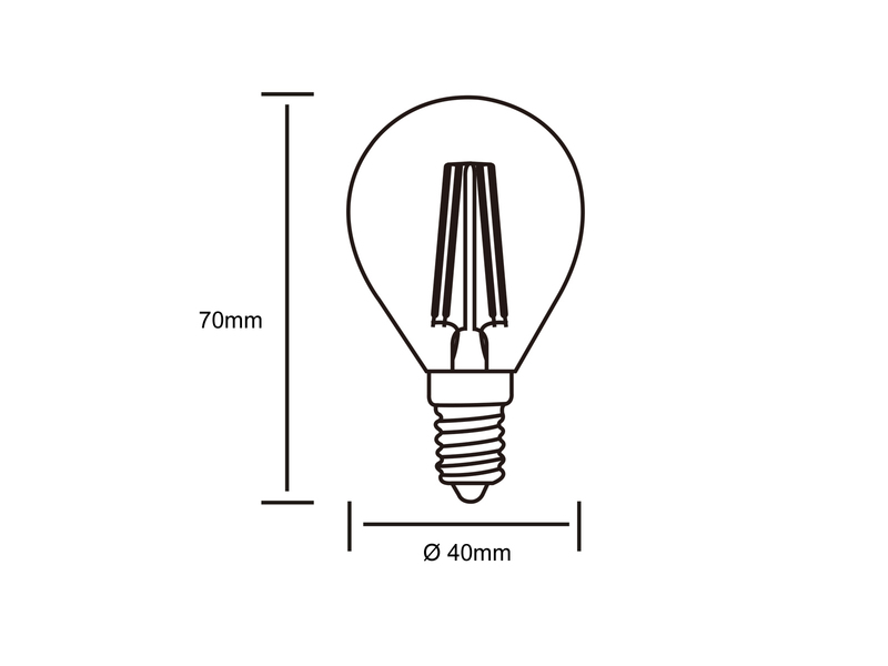 E14 Filament LED 3Stk. - 2 Watt, 225 Lumen, warmweiß, Ø 4cm - nicht dimmbar