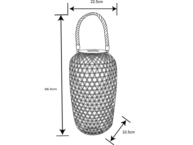 LED Solarlaternen 2er SET hängend aus Bambus Korbgeflecht Höhe 56,5cm
