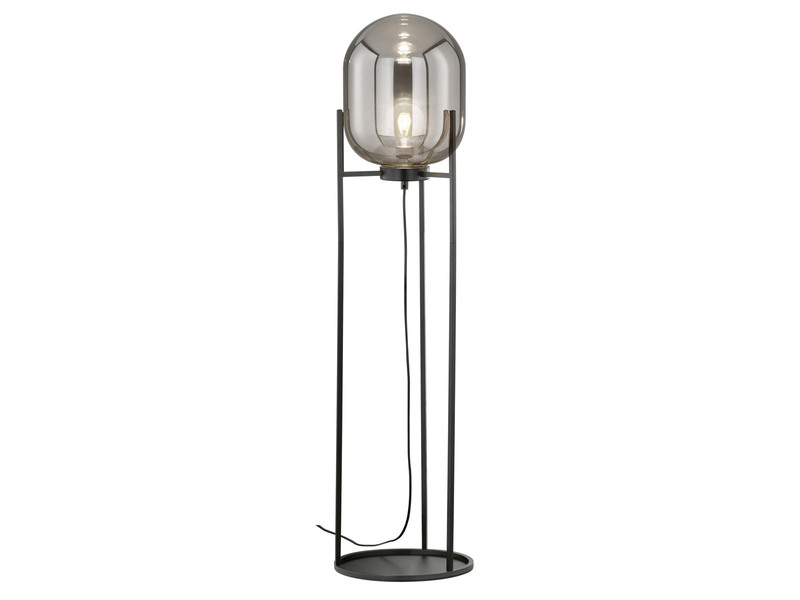 Kleine Stehlampe mit Metallfuß, Rauchglas oval & LED dimmbar - Höhe 110cm