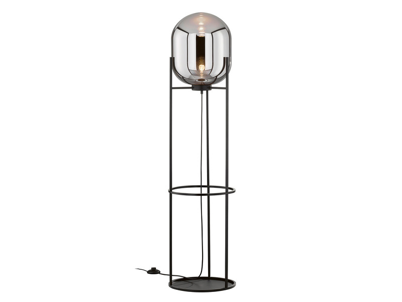 Stehlampe REGI Dreibein Tripod mit Rauchglas Glaskugel - Höhe 135cm