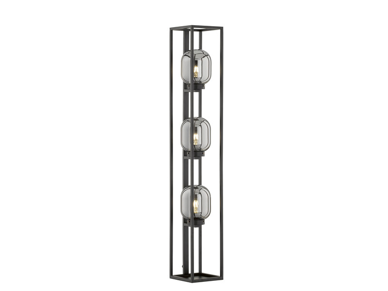 LED Stehlampe 3flammig mit Rauchglas Glaskugeln - Höhe 130cm