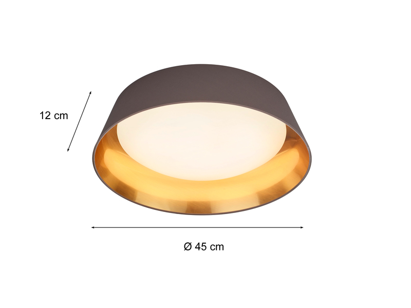LED Deckenleuchte mit Stofflampenschirm Ø45cm in Braun/Gold