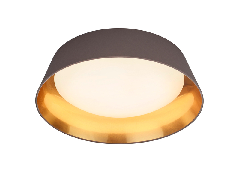 LED Deckenleuchte mit Stofflampenschirm in Braun/Gold, Ø 45cm