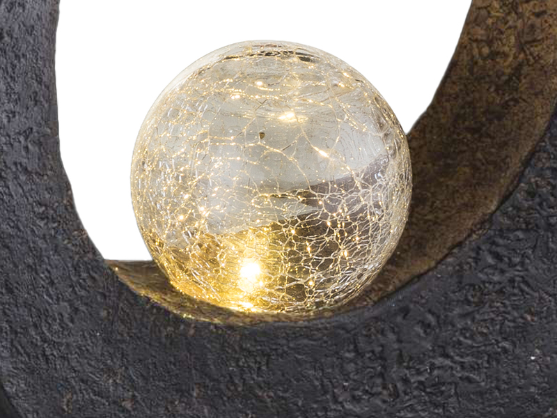 LED Solarleuchte Steinoptik mit Crackle Glaskugel Höhe 30,5cm