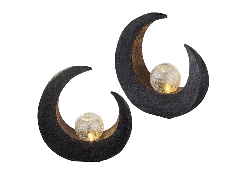 2er SET LED Solarleuchten Steinoptik mit Crackleglas, Höhe 30,5cm