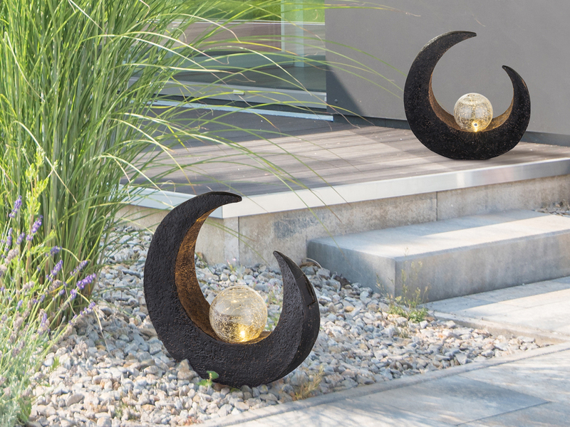 2er SET LED Solarleuchten Steinoptik mit Crackleglas, Höhe 30,5cm