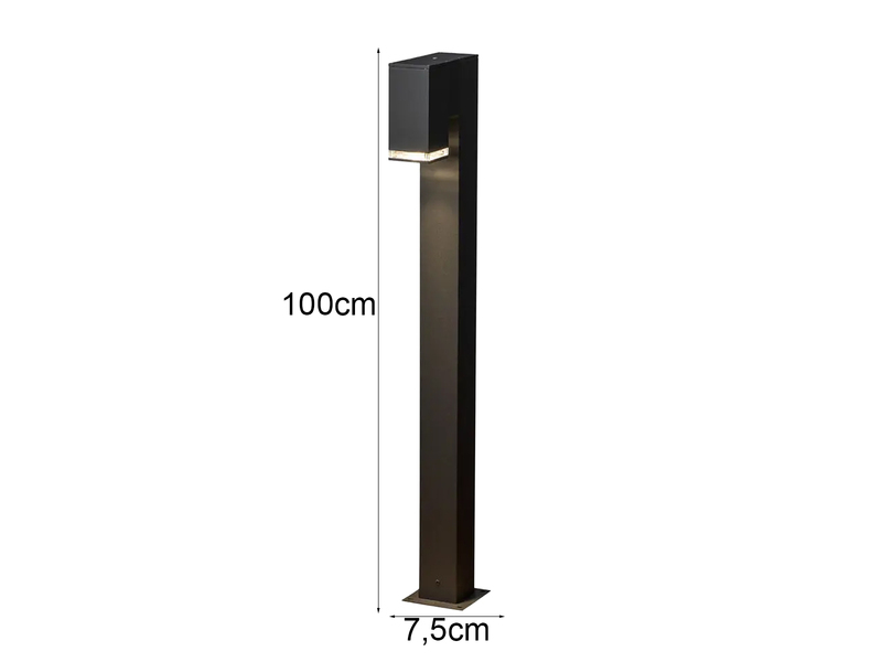 Moderne Pollerleuchte POLLUX in Schwarz, Höhe 100cm