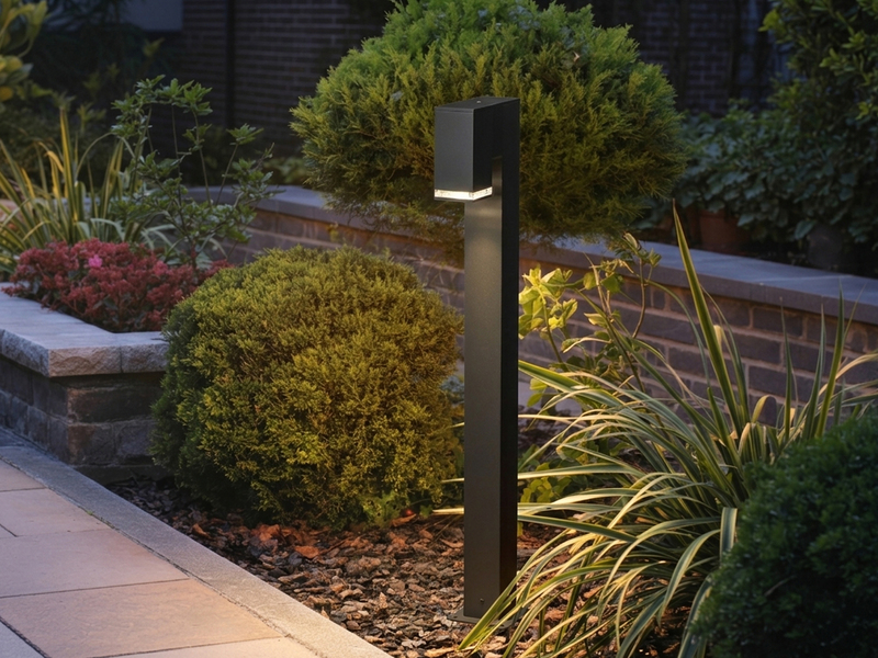 Moderne LED Pollerleuchte aus Aluminium, Höhe 100cm, Schwarz