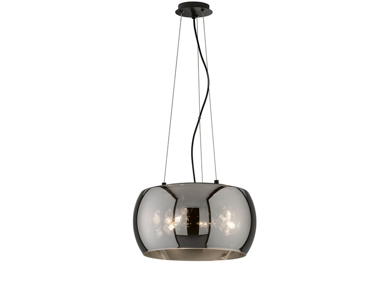 Pendelleuchte DIMA 3-flammig rund aus Rauchglas Industrial, Ø 40cm