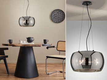 Pendelleuchte DIMA 3-flammig rund aus Rauchglas Industrial, Ø 40cm