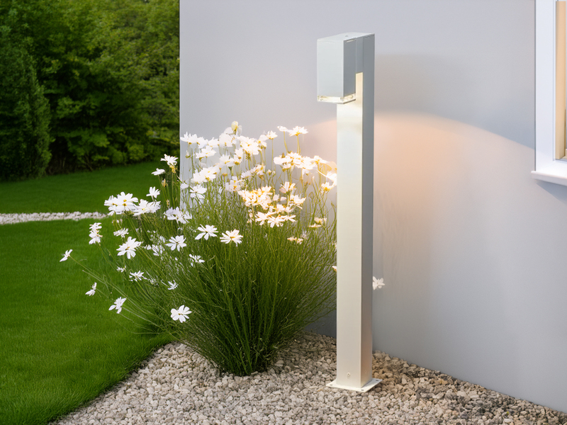 Moderne LED Pollerleuchte aus Aluminium, Höhe 100cm, Weiß