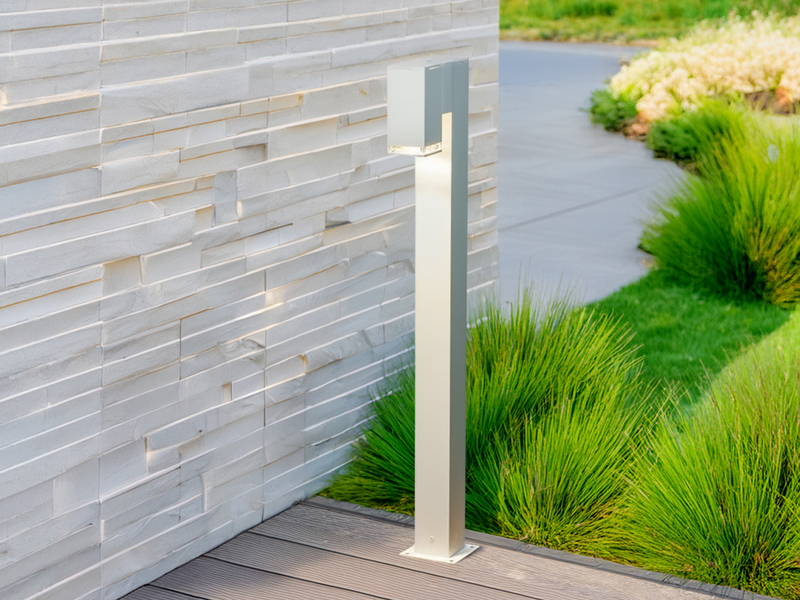 Moderne LED Pollerleuchte aus Aluminium, Höhe 100cm, Weiß