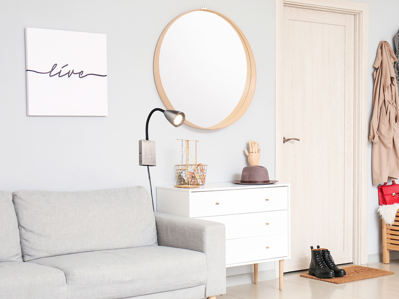 Flexible LED Leselampe, Wandleuchte mit Schalter & Stecker, Silber Höhe 23,5cm