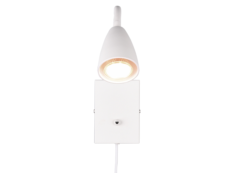 Flexible LED Leselampe, Wandleuchte mit Schalter & Stecker, Weiß Höhe 23,5cm