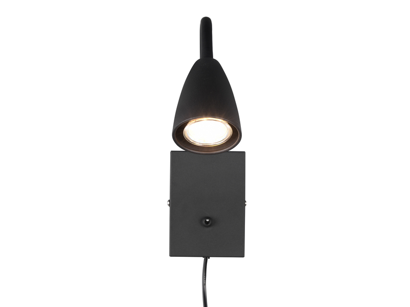 Flexible LED Leselampe, Wandleuchte mit Schalter & Stecker, Schwarz Höhe 23,5cm