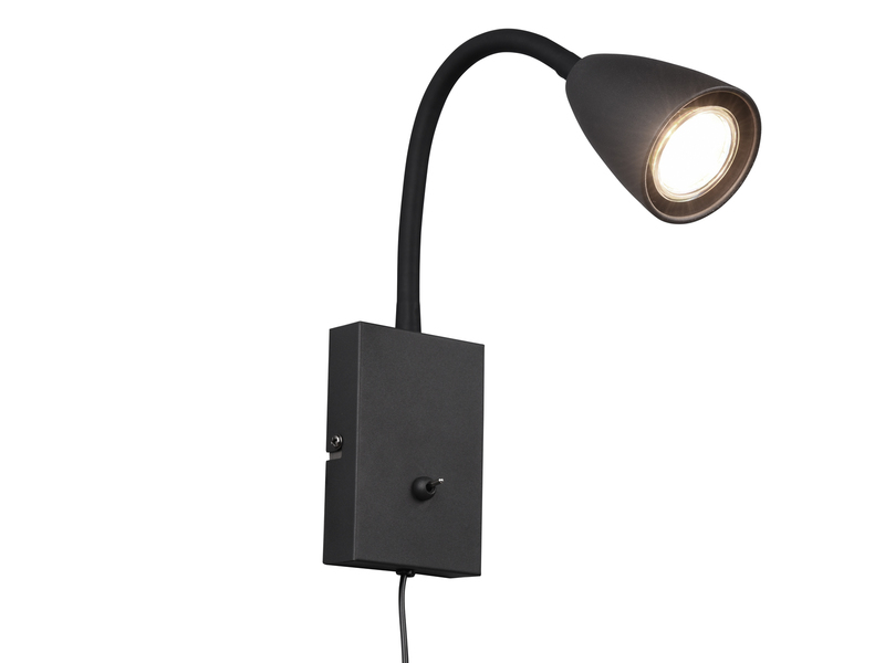 Flexible LED Leselampe, Wandleuchte mit & ohne Stecker, Schwarz matt