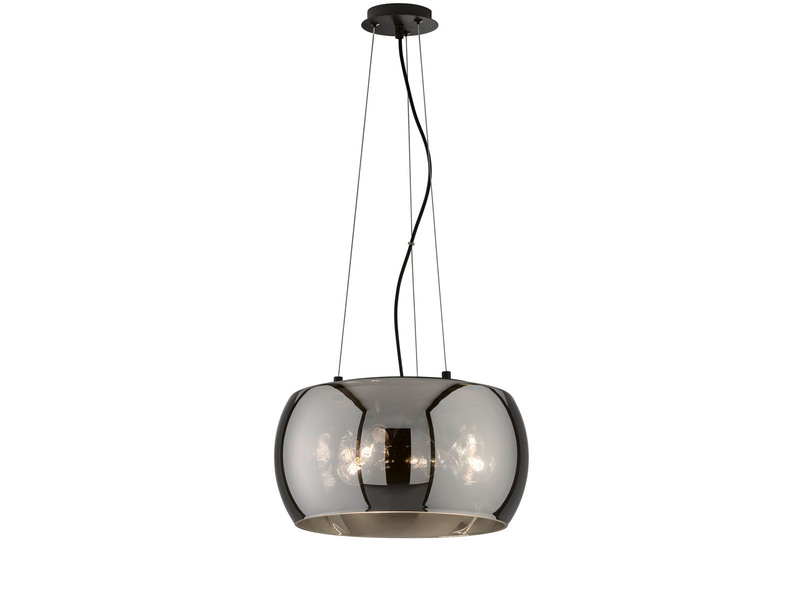 LED Pendelleuchte 3-flammig rund aus Rauchglas Industrial, Ø 40cm