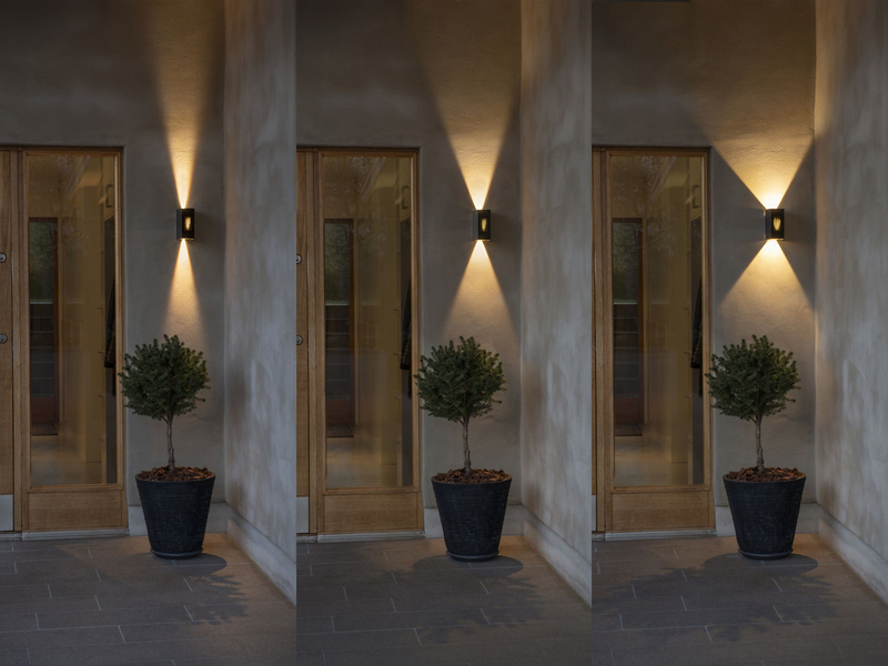 LED Außenwandleuchte CREMONA in Anthrazit mit einstellbarer LED Flamme Höhe 17cm