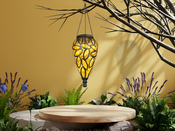 LED Solarlaterne Hängeleuchte, Lampenschirm amber, Höhe 50cm