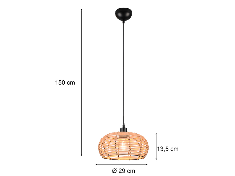 Pendelleuchte INGA 1-flammig Korbgeflecht aus Rattan, Ø 29cm