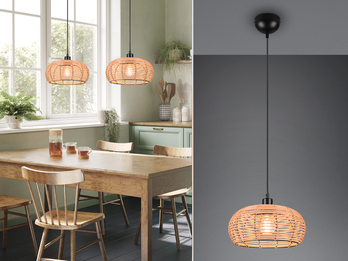 Pendelleuchte INGA 1-flammig Korbgeflecht aus Rattan, Ø 29cm
