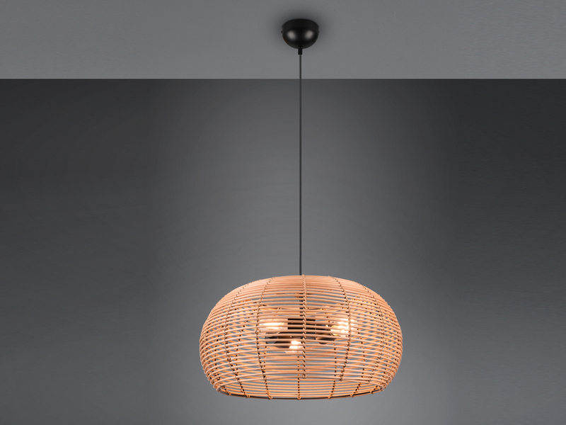 Pendelleuchte INGA Rattan Korbgeflecht 3 flammig groß, Ø 50cm