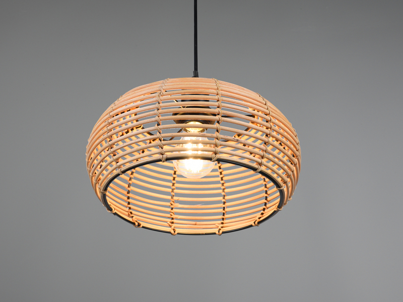 Kleine LED Pendelleuchte 1 flammig Korbgeflecht aus Rattan Ø 29cm