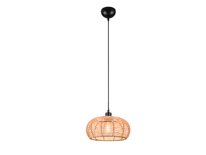 Kleine LED Pendelleuchte 1 flammig Korbgeflecht aus Rattan Ø 29cm