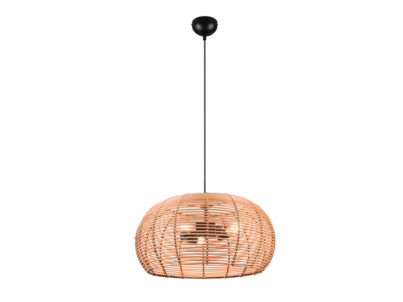 Große LED Pendelleuchte 3 flammig Korbgeflecht aus Rattan Ø 50cm