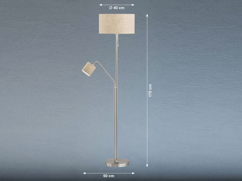 Runde Stehlampe LAYER mit Leselampe & Stoff Lampenschirme Beige - Höhe 175cm