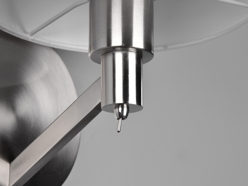 Kleine LED Wandleuchte Silber matt mit Schalter & Stoffschirm Weiß