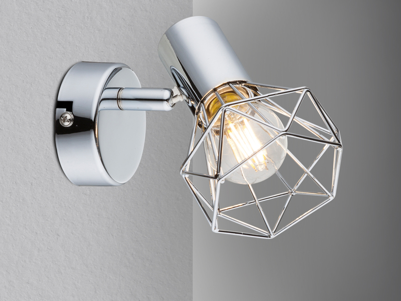 LED Wandstrahler Gitter Silber Chrom Industrial, Breite 10cm