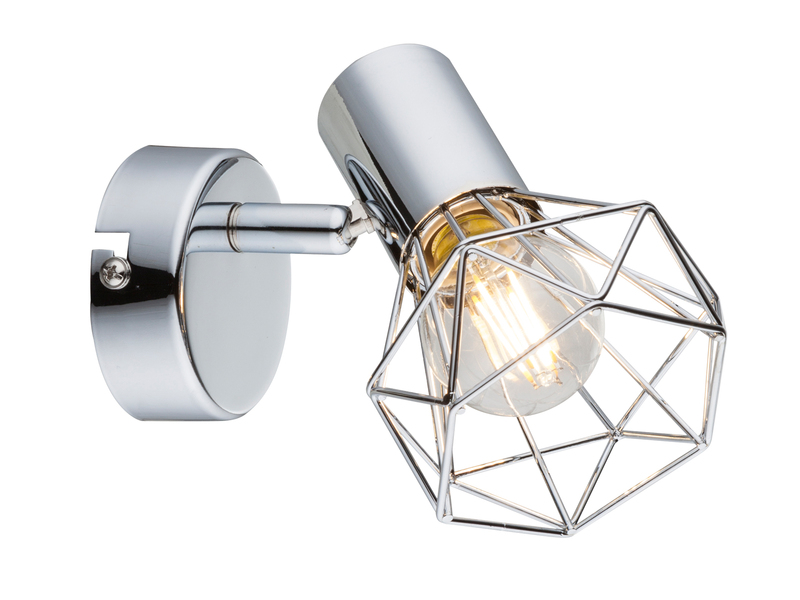 LED Wandstrahler Gitter Silber Chrom Industrial, Breite 10cm